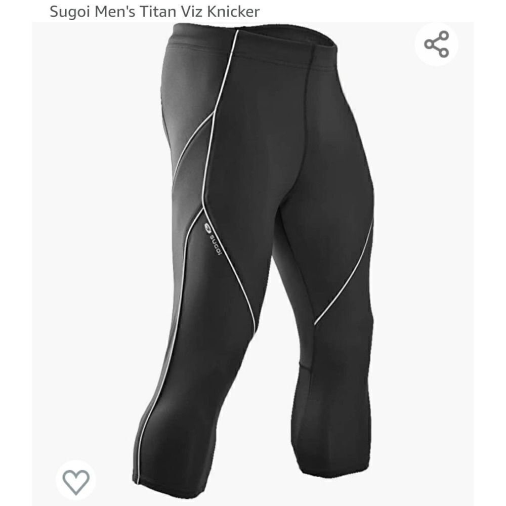 Men's Sugoi Titan Viz Knicker fitted running tights black sz S